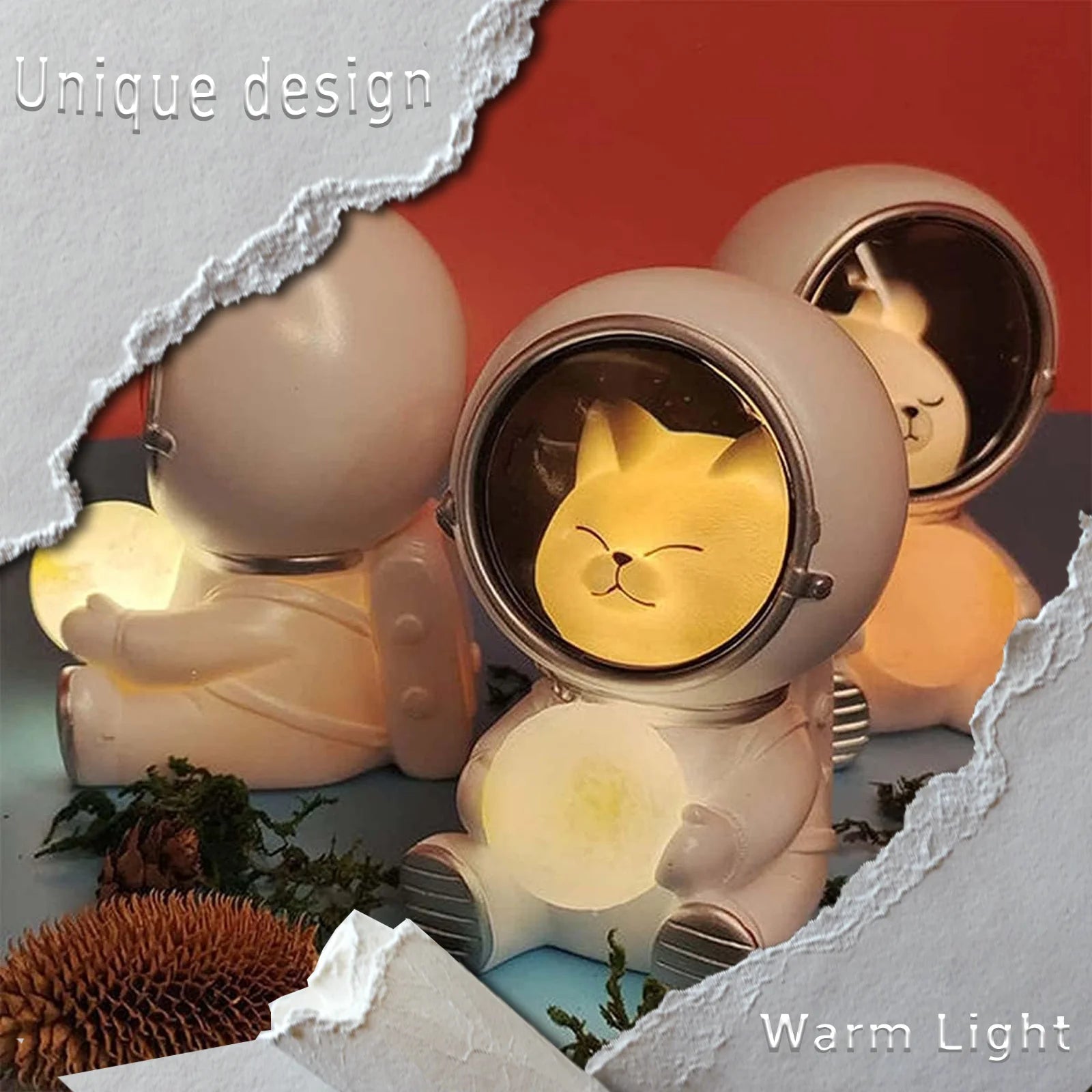 Astronaut Night Light with Space Cat