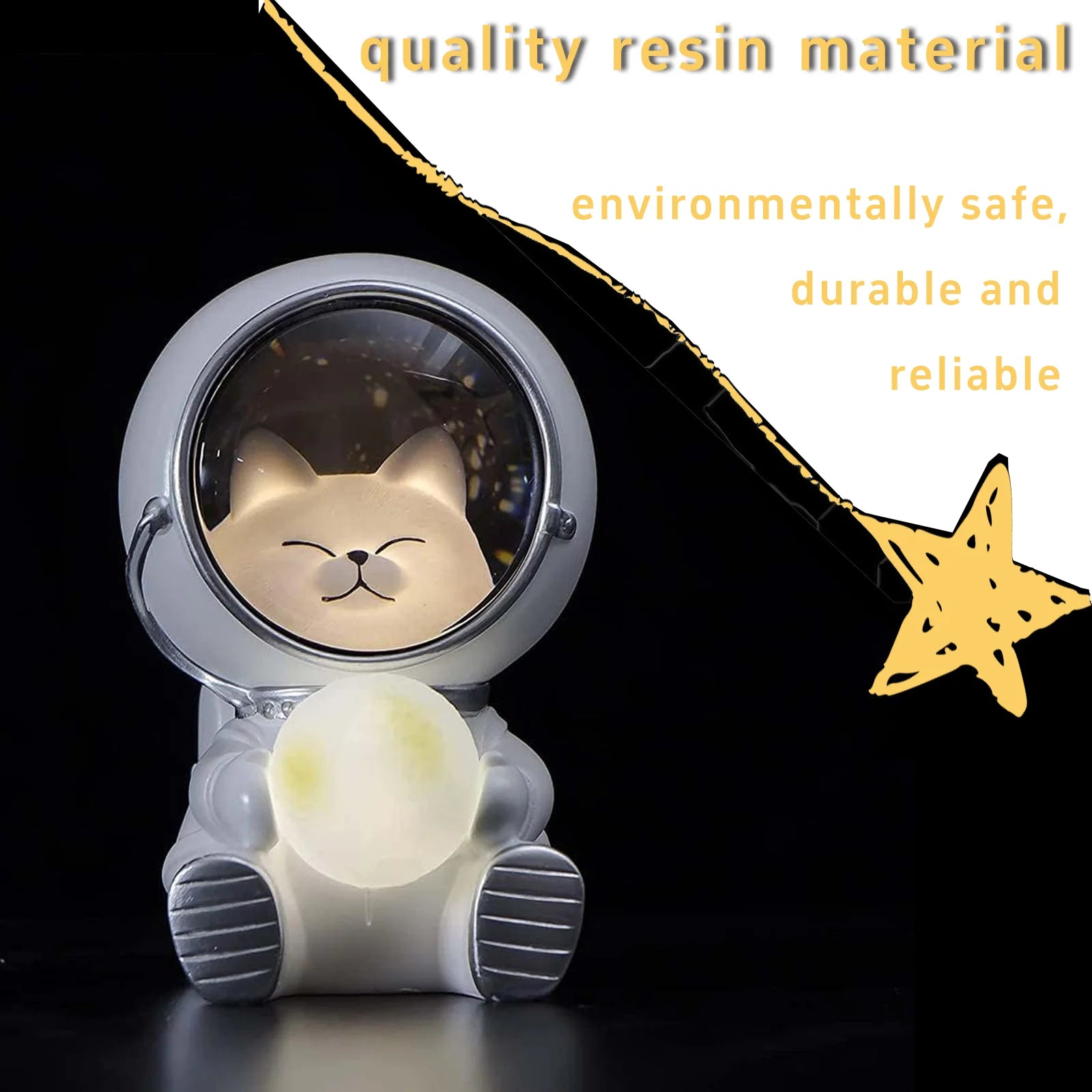 Astronaut Night Light with Space Cat –