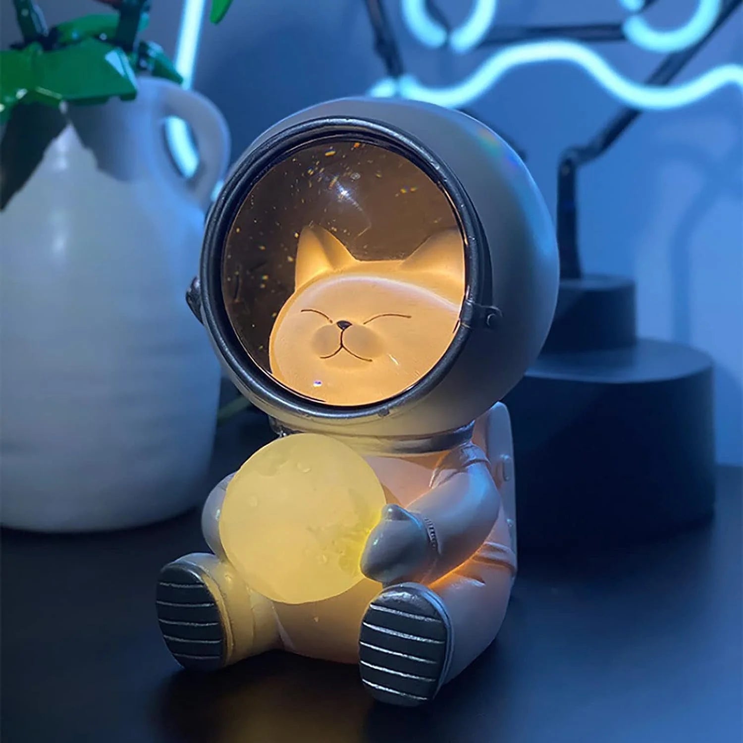Astronaut Night Light with Space Cat