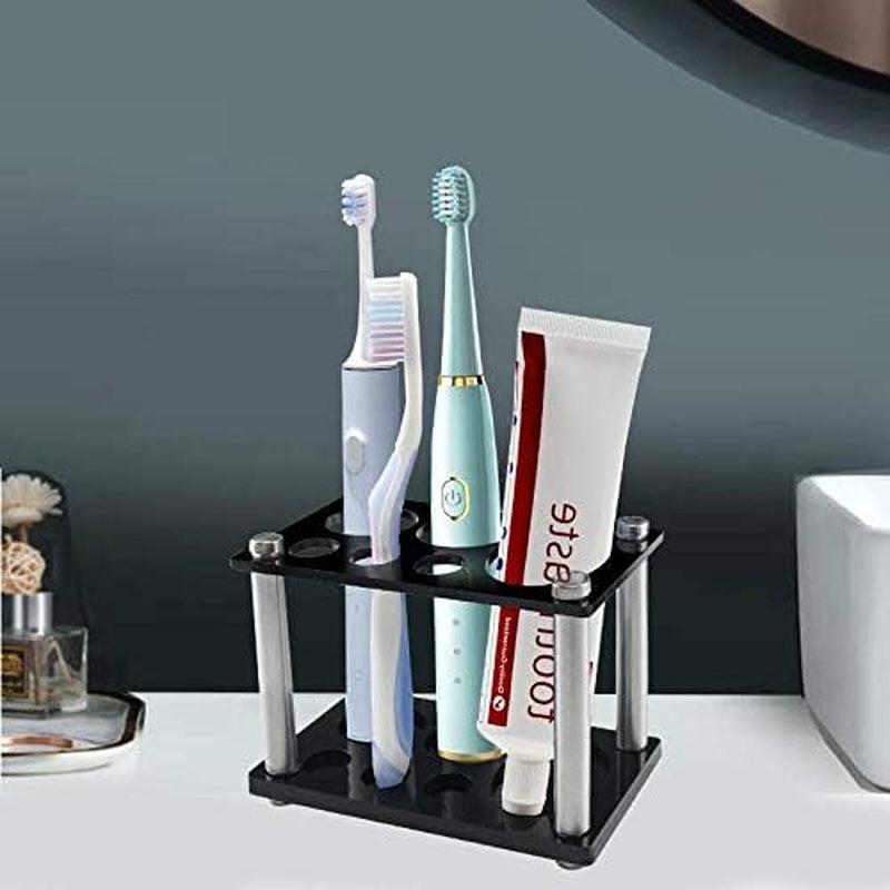 Toothbrush Holder Organizer, Acrylic Electric Toothbrushes Toothpaste Holders Storage Stand for Bathroom, Black