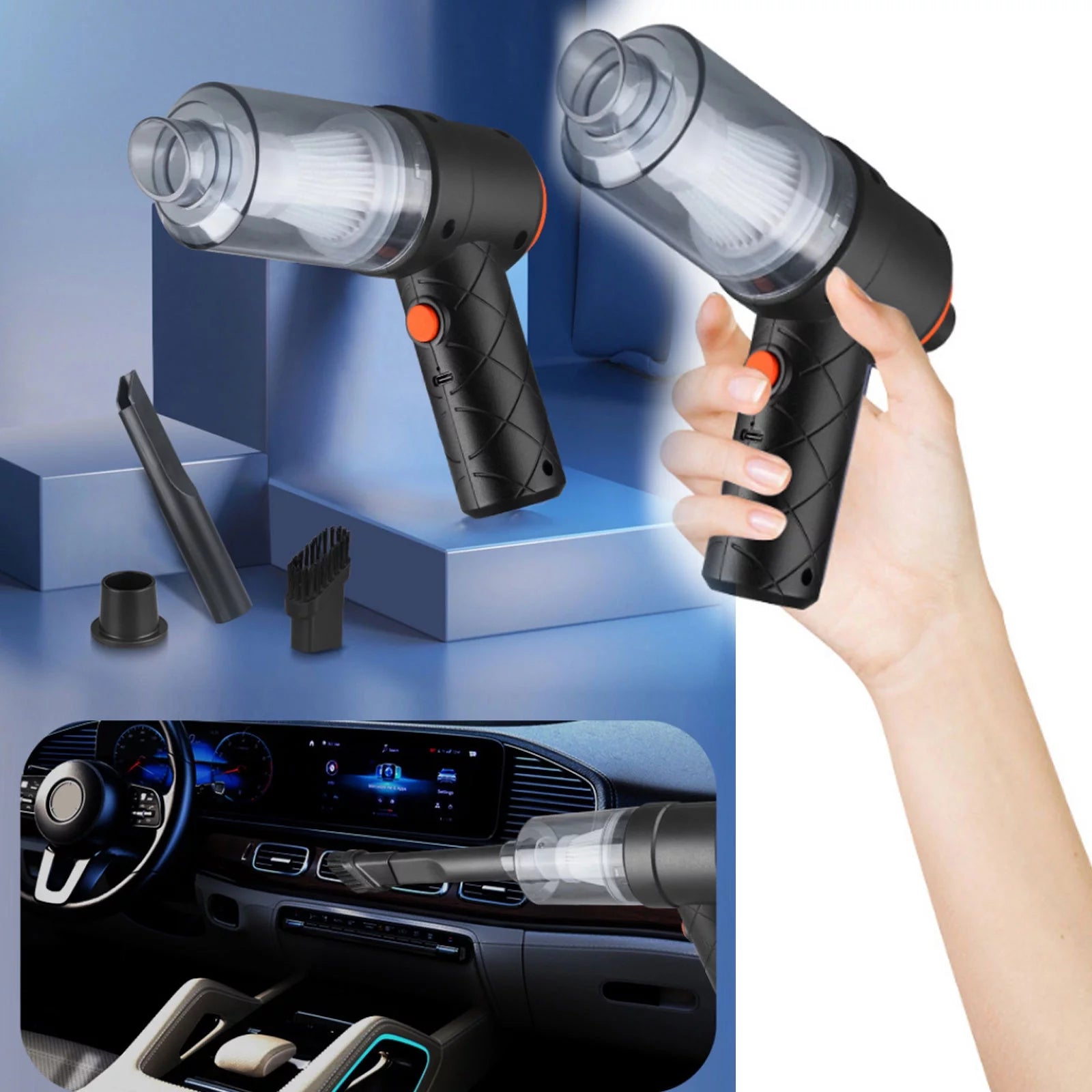 Handheld Vacuum Cleaner, 7.28X2.17X6.1 Inch, Mini Car Cordless Vacuum Cleaner, Portable Vacuum Cleaner, Dry/Wet Handheld Vacuum Cleaner