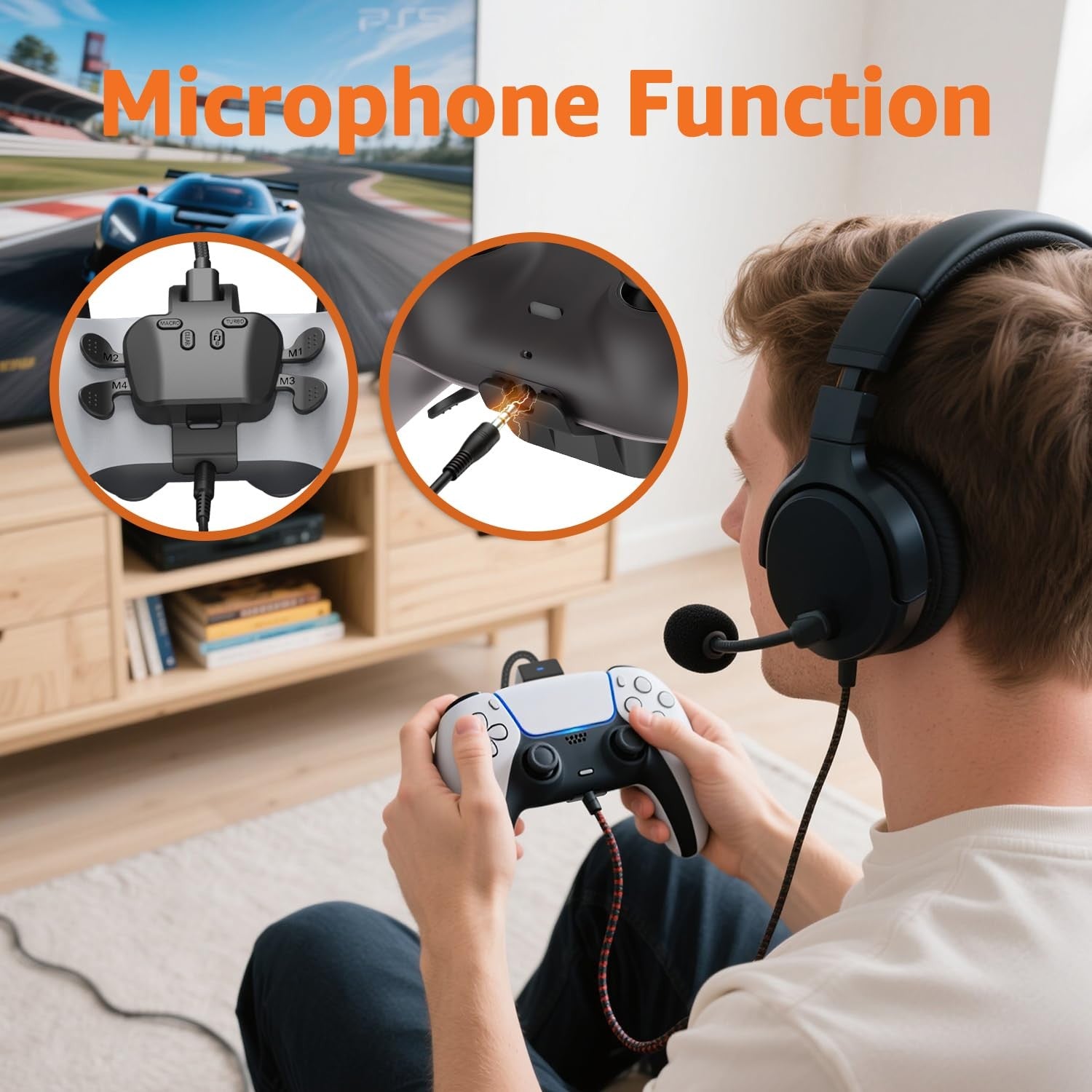 Paddles for PS5 Controller with MIC, 4 Programmable Buttons, Turbo & Remapping