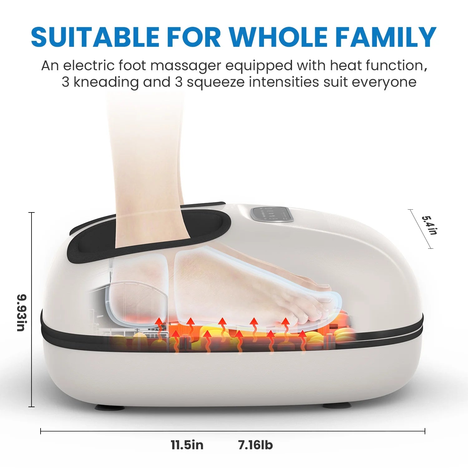 Foot Massager with Heat for Tired Foot Blood Circulation up to Size 11, White,Birthday Gifts for Mom Dad Men