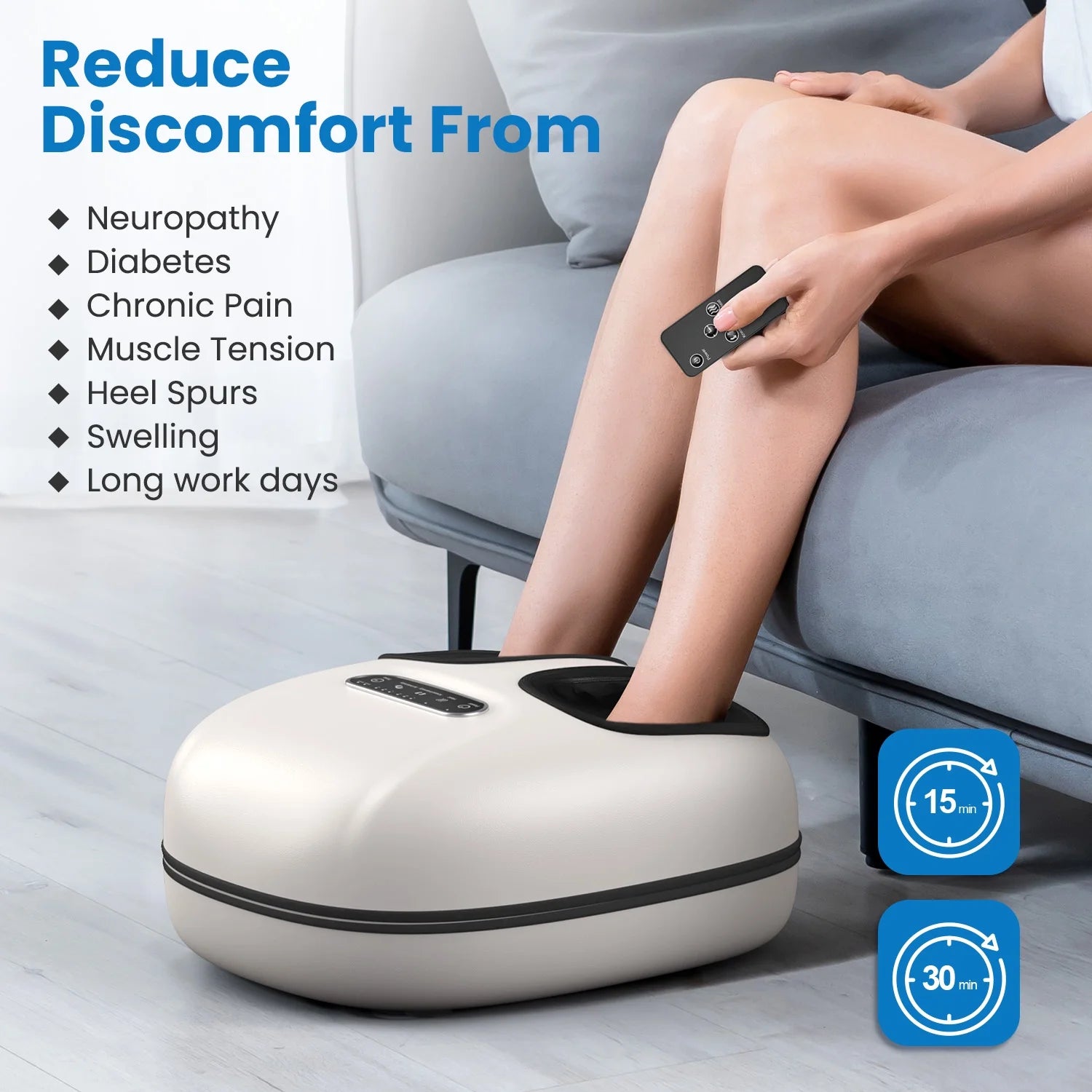 Foot Massager with Heat for Tired Foot Blood Circulation up to Size 11, White,Birthday Gifts for Mom Dad Men