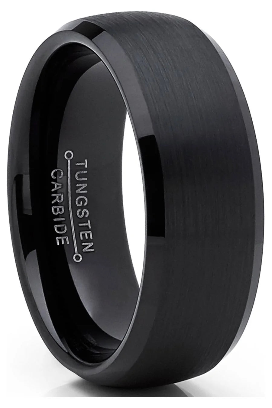 Mens Solid Black Tungsten Wedding Band
