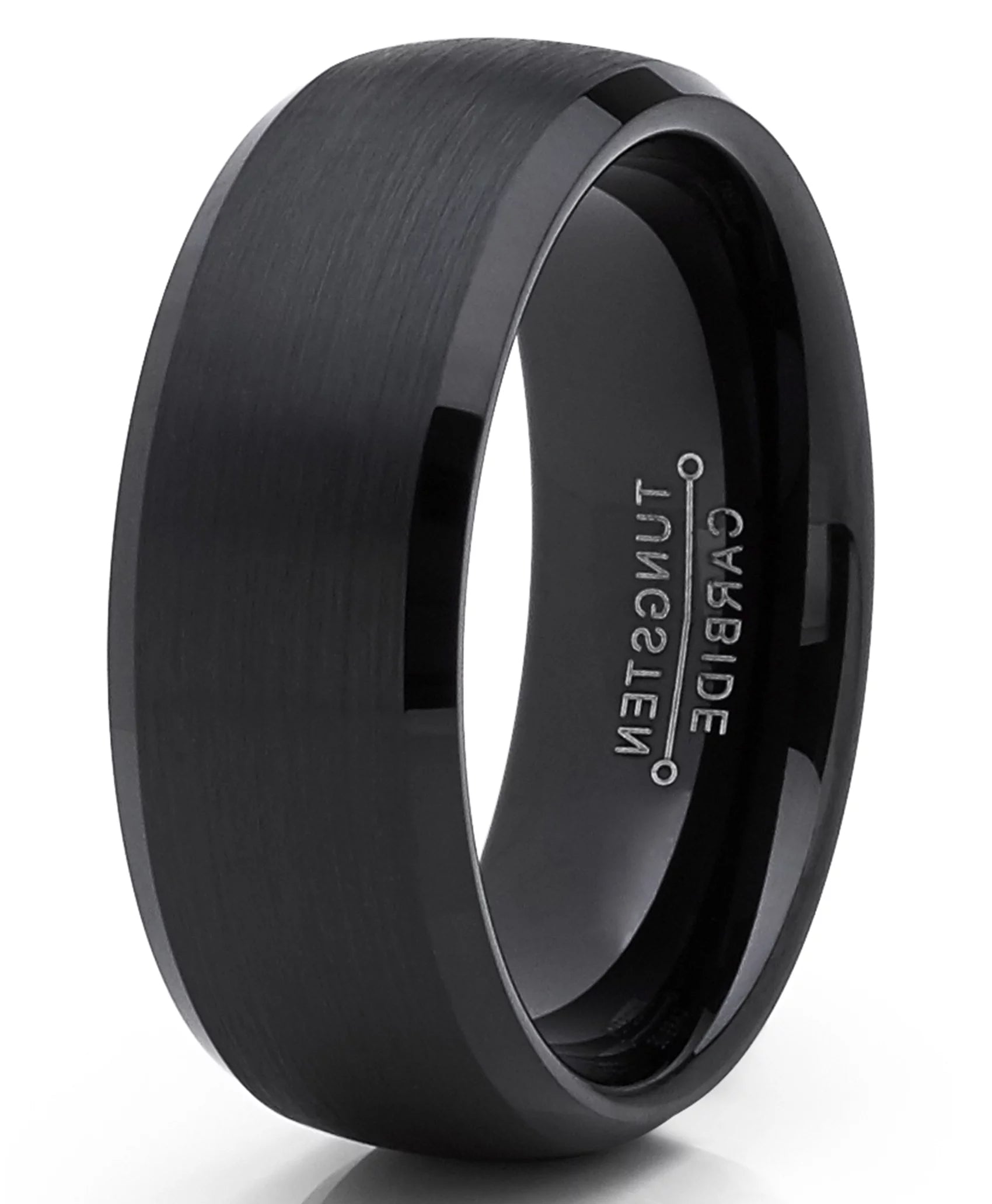 Mens Solid Black Tungsten Wedding Band