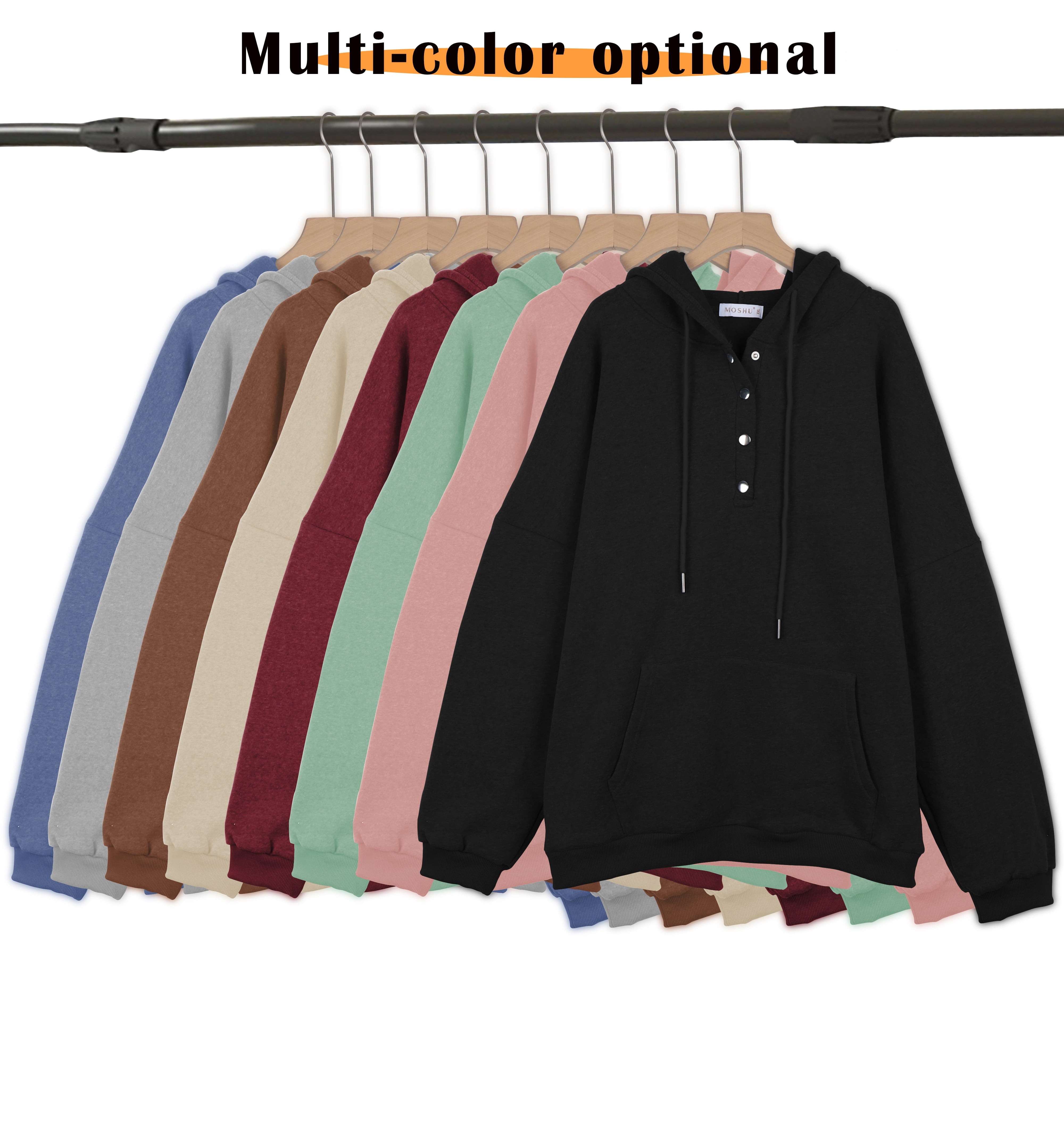 Half Boutton Womens Hoodies