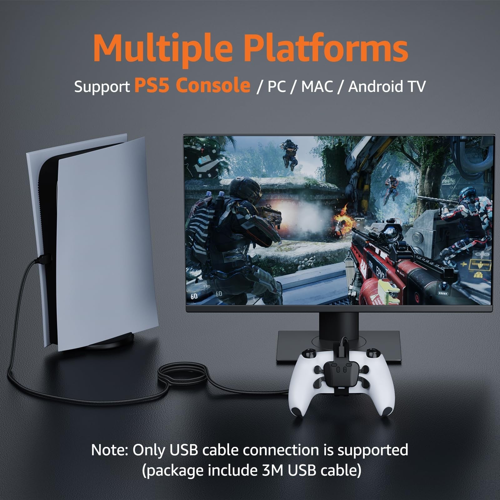 Paddles for PS5 Controller with MIC, 4 Programmable Buttons, Turbo & Remapping