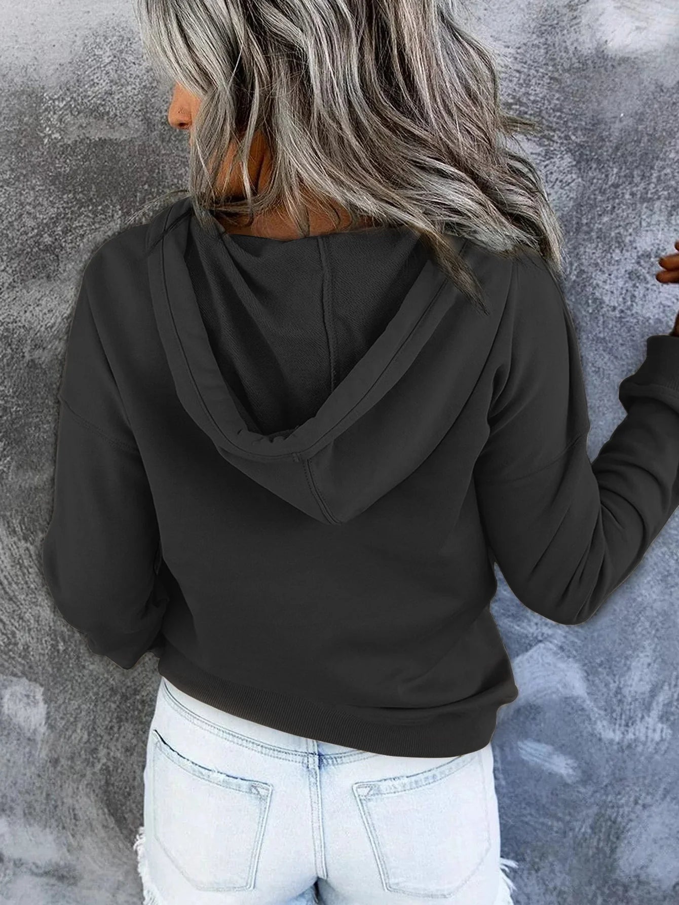 Half Boutton Womens Hoodies