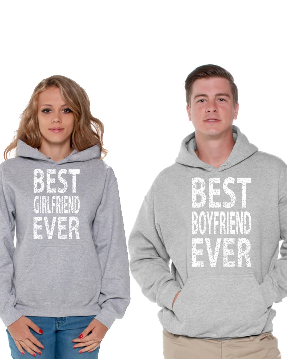 Girlfriend Boyfriend Matching Couple Hoodies Best Girlfriend Ever Sweatshirt Best Boyfriend Ever Sweater Valentine'S Day Cute Matching Couple Sweaters Boyfriend Hoodie Girlfriend Hoodie