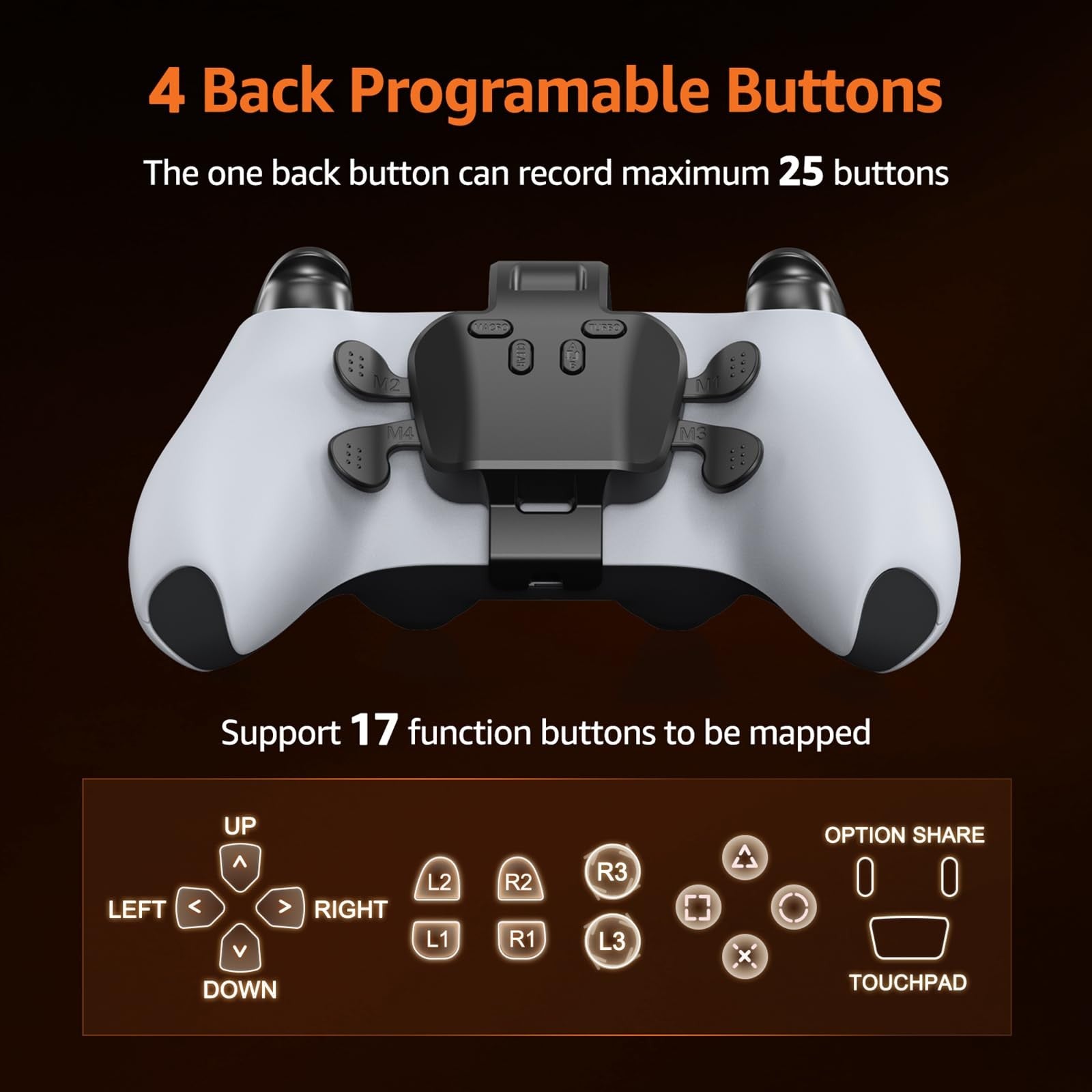 Paddles for PS5 Controller with MIC, 4 Programmable Buttons, Turbo & Remapping