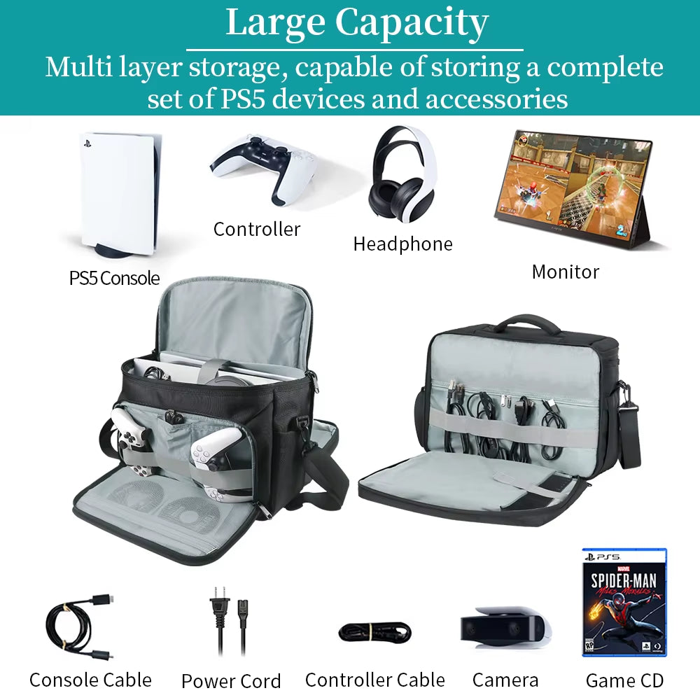 Travelling Carrying Case for PS5 Slim/Pro Portable Protective Shoulder Bag for PS5 Disk/Digital Edition Accessories