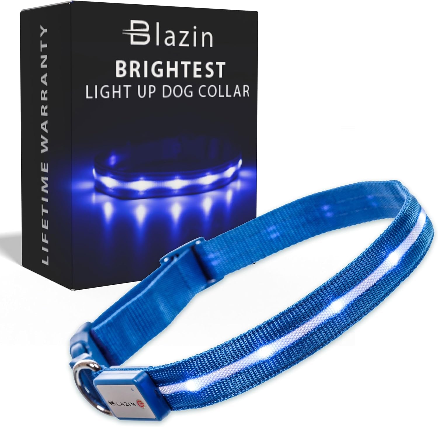 Light up Dog Collar - the Original LED Dog Collar - USB Rechargeable - Waterproof - 1,000 Feet of Visibility - Dog Collar Light for Small, Medium, Large Dogs - USA Brand