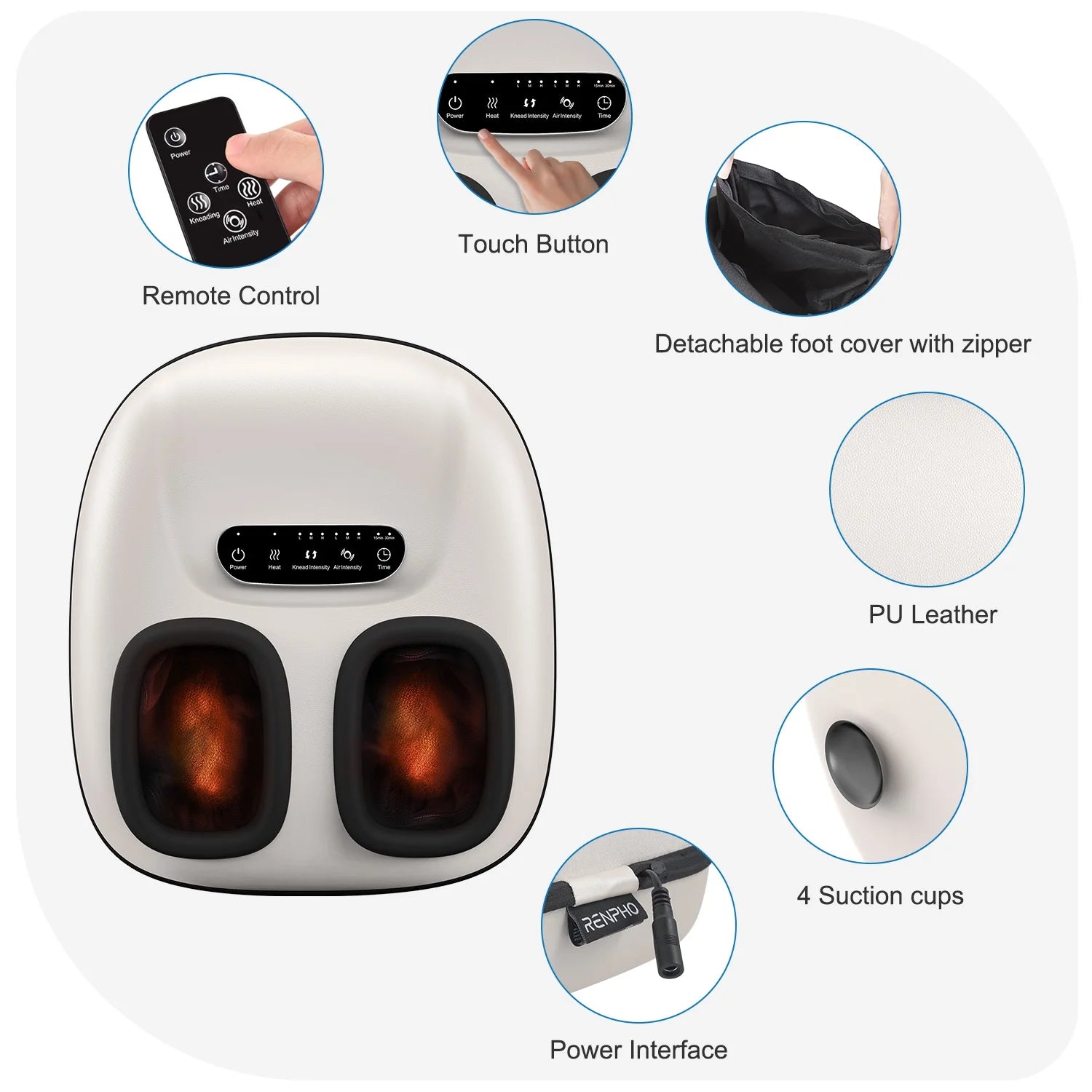 Foot Massager with Heat for Tired Foot Blood Circulation up to Size 11, White,Birthday Gifts for Mom Dad Men