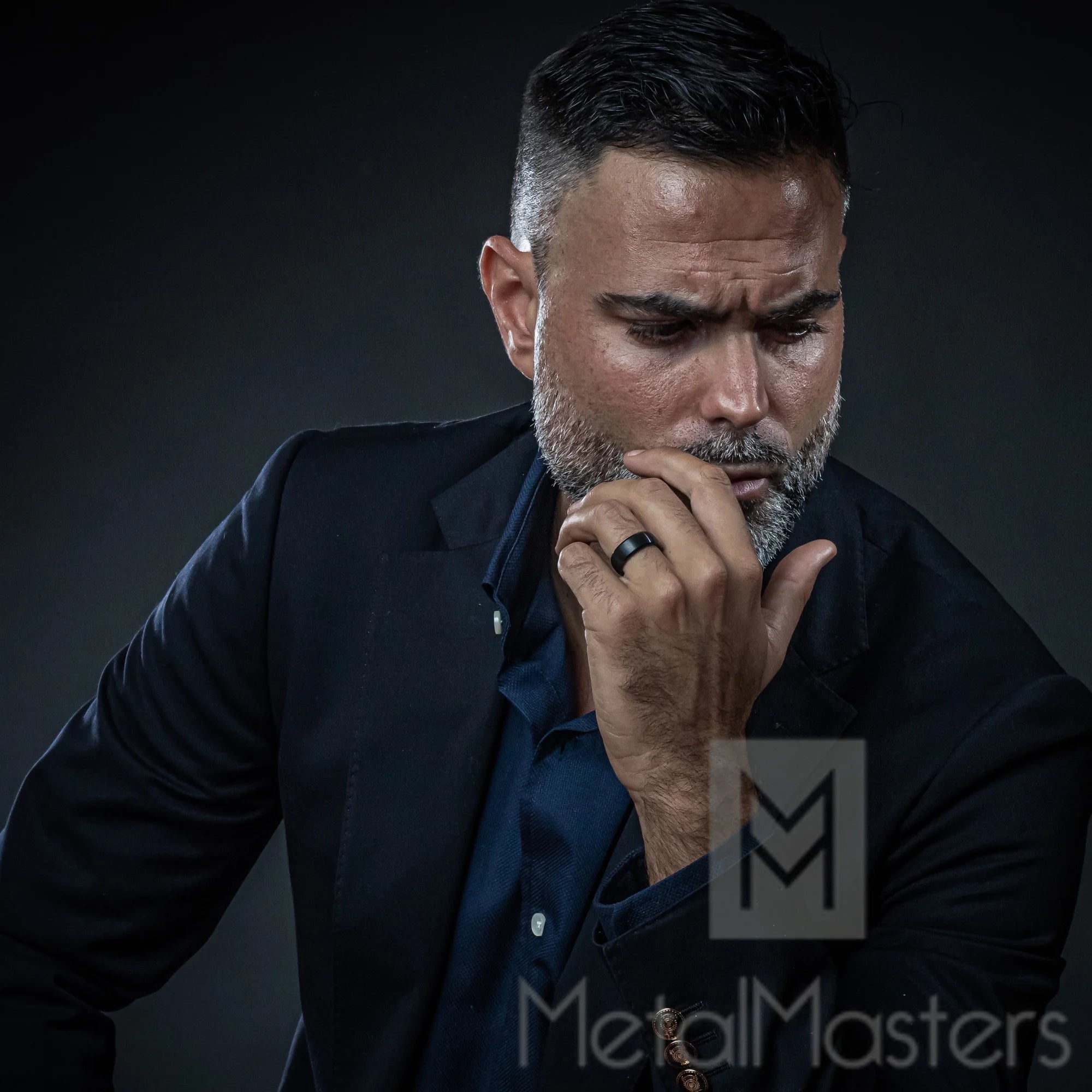 Mens Solid Black Tungsten Wedding Band